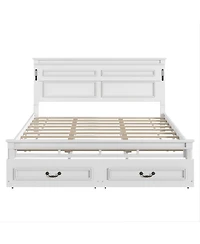 Sailvan Bed with 2 Storage Drawers, Led Lights, Usb Charging Station
