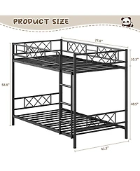 Heavy Duty Twin Over Bunk Bed for Adults and Teens - Metal Frame with Stairs, Full-Length Guardrail, Space-Saving, No Box Spring Needed