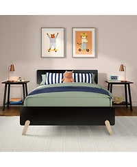 Max & Lily Bed Frame, Mid-Century Modern Solid Wood Platform for Kids, Strong Slat Support, No Box Spring Needed
