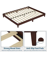 gaomon Bed Frame,9 Inch Natural Sturdy Wood Platform Bed Without Headboard,Wooden Bed Frame with Strong Wood Slats Support,No Box Spring Neededd