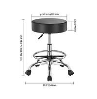 Sugift Adjustable Height Rolling Stool with Footrest and Wheels, 450 lbs Capacity Pu Leather Swivel Stool for Salon Spa Clinic