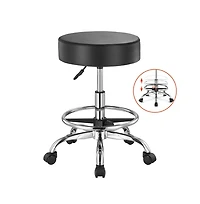 Sugift Adjustable Height Rolling Stool with Footrest and Wheels, 450 lbs Capacity Pu Leather Swivel Stool for Salon Spa Clinic