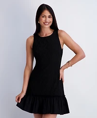 Kensie Women's Crochet Knit Crewneck Polyester Dress