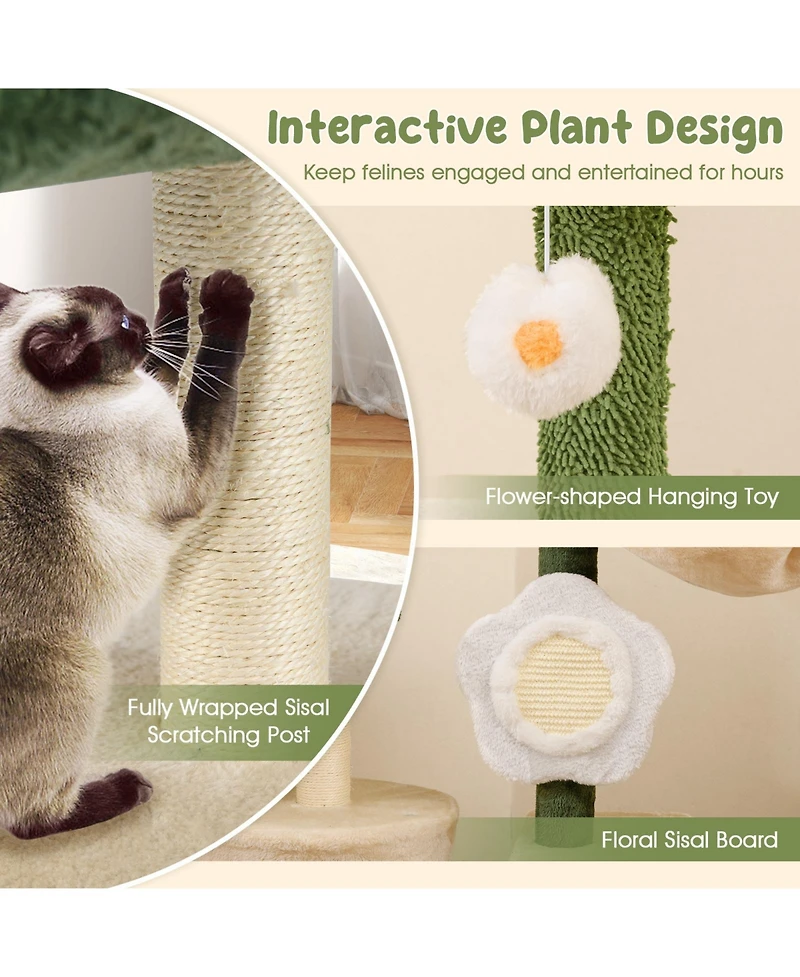 Cozito Cat Tree Flower Style Modern with Plush Top Perch