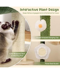 Cozito Cat Tree Flower Style Modern with Plush Top Perch