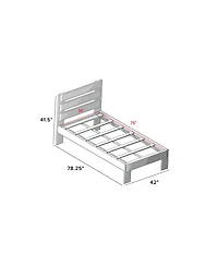 Max & Lily Solid Wood Farmhouse Twin Bed with Plank Headboard and Storage Drawers