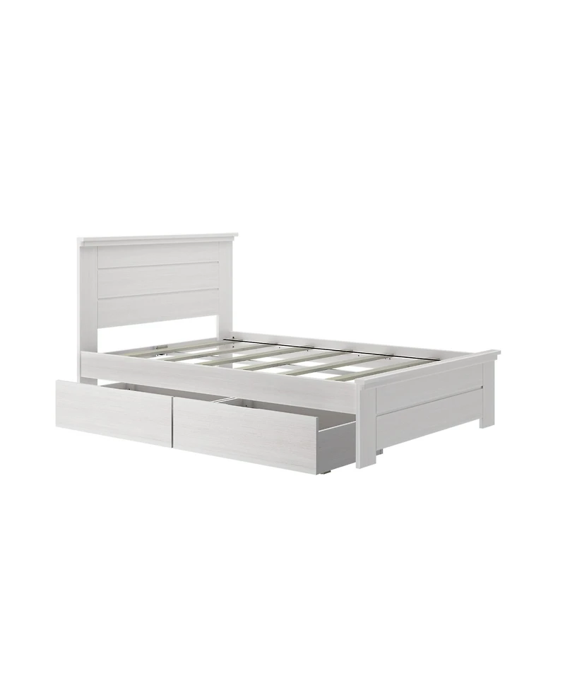 Max & Lily Full Bed Frame with Storage Drawers, Solid Wood Platform for Kids