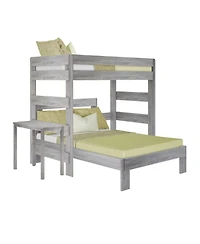 Max & Lily Farmhouse Twin over Full L-Shaped Bunk Bed with Desk, Driftwood