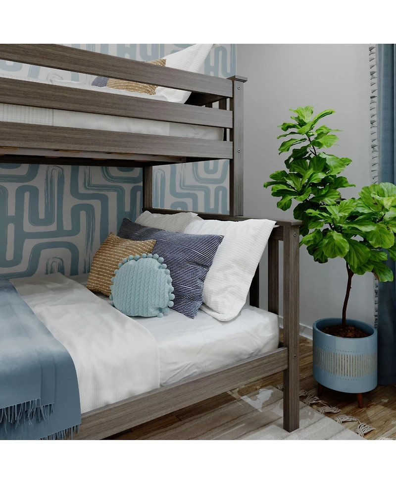 Max & Lily Solid Wood Bunk Bed, Twin over Full with Ladder on End for Kids