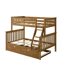 Max & Lily Solid Wood Bunk Bed, Twin over Full with Storage Trundle and Ladder for Kids