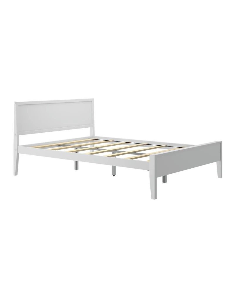 Max & Lily Queen Bed Frame, Solid Wood Classic Platform with Panel Headboard for Kids