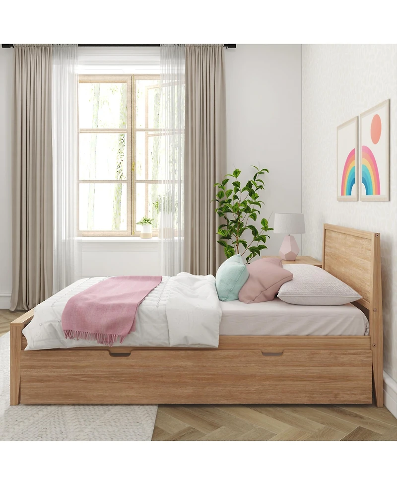 Max & Lily Twin Bed with Trundle, Classic Solid Wood Platform Panel Headboard