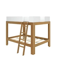 Max and Lily Mid-Century Modern Full Over Full Bunk Bed, White/Pecan