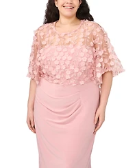 Msk Plus Polyester Blend 3D Flowers Crewneck Gown