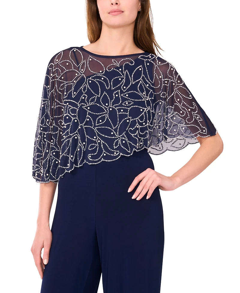 Msk Petite Polyester-Blend Crewneck Jumpsuit