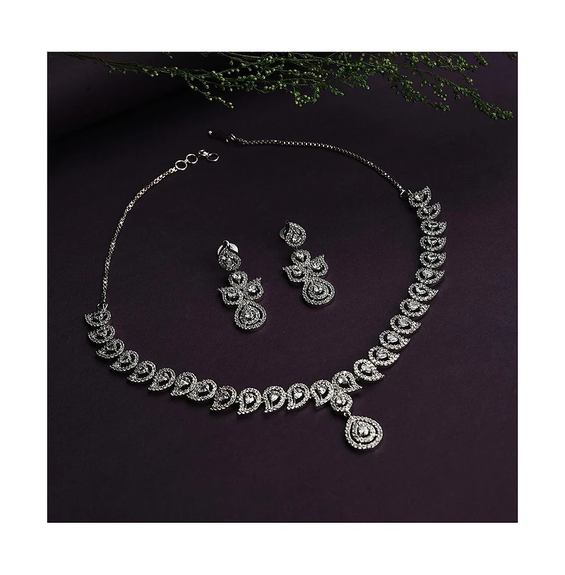 Sohi Women's Crystal Bling Necklace And Earrings (Set Of 2)