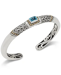 Devata Swiss Topaz and Legian Cuff Bracelet Sterling Silver 18K Gold Accents