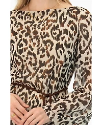 Ivonne Women's Short Animal Print Dress with Waist Tie