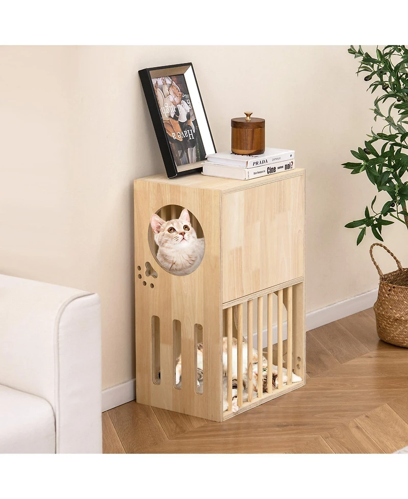 Cozito Cat Condo 2-Tier Wooden Indoor with Removable Cushions
