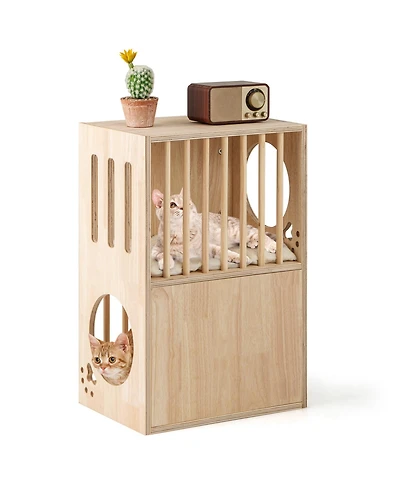 Cozito Cat Condo 2-Tier Wooden Indoor with Removable Cushions