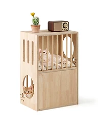Cozito Cat Condo 2-Tier Wooden Indoor with Removable Cushions