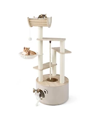 Cozito Cat Tree 55 inch Wooden with Washable Plush Cushions