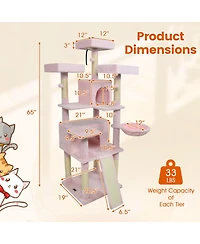 Cozito Cat Tree 65 inch with 3 Plush Perches and 2 Condos
