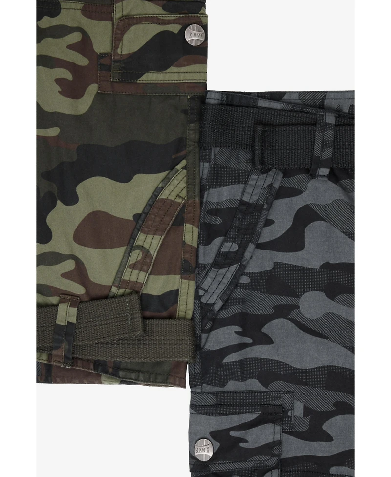 Raw X Big Boys 2 Pack Combo Belted Twill Cargo Shorts 8-18