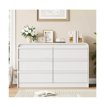 gaomon Arched 6 Drawer Dresser, Modern Wood Storage Chest with Curved Design