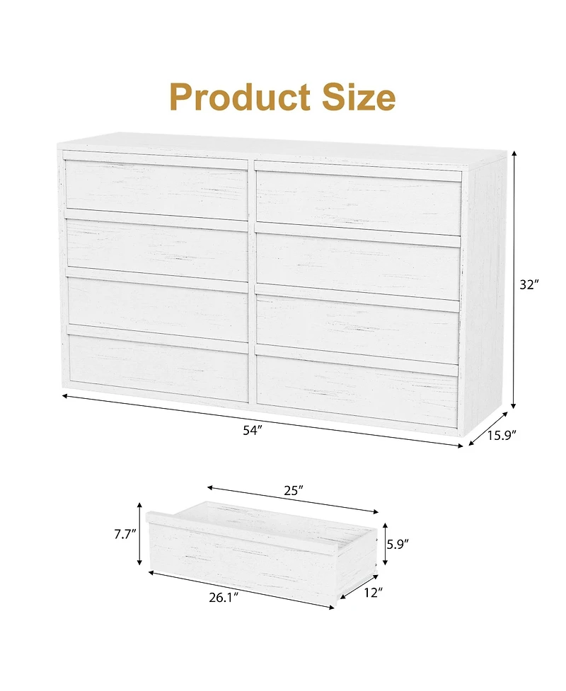 gaomon 8 Drawer Dresser for Bedroom, Modern Wooden Chest of Drawers Dresser Organizer