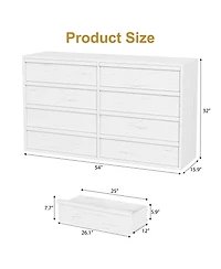 gaomon 8 Drawer Dresser for Bedroom, Modern Wooden Chest of Drawers Dresser Organizer
