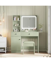 Homfan Led Lighted Vanity Desk Set with Power Outlet and Usb