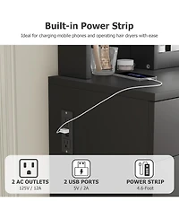 Homfan Led Lighted Vanity Desk Set with Power Outlet and Usb