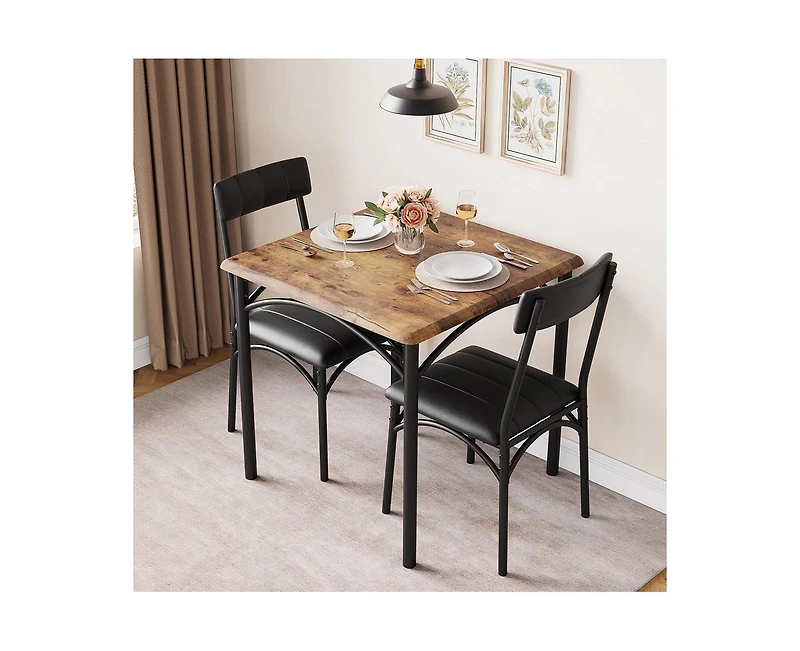 gaomon 3-Piece 2-Person Modern Square Dining Table Set