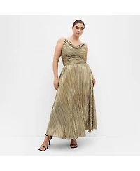 City Chic Women's Kamila Cowl Neck Metallic Dress