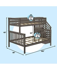 Max & Lily Solid Wood Twin over Full with Staircase for Kids