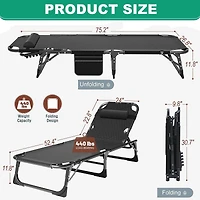 Aboron Heavy Duty 3-in-1 Folding Camping Cot with Mattress and Carry Bag. 75"x27" 1200D Double-Layer Bed for Home, Office, or Travel