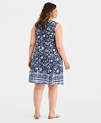 Style & Co Plus Size Sleeveless Printed Flip Flop Dress, Macy's Exclusive