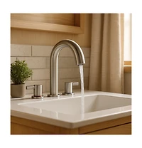 Busdays 8 Inch Widespread Lavatory Faucet 2 Handle 3 Hole 360 Degree Spout Vanity with Pop Up Drain Brushed Nickel
