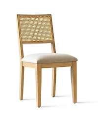 Maison Boucle Cane Back Upholstered Dining Chairs Set of 2, Farmhouse Wood