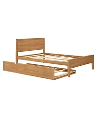 Max & Lily Full Bed Frame with Trundle, Classic Solid Wood Platform for Kids