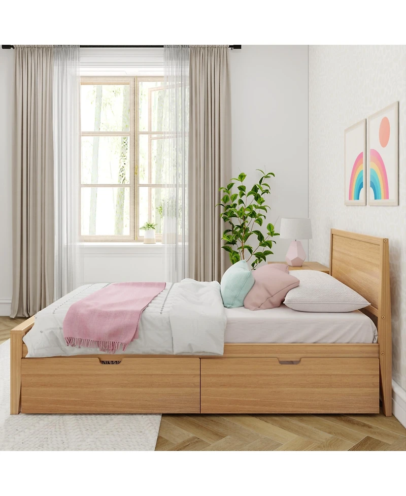 Max & Lily Classic Twin-Size Bed with Panel Headboard and Storage Drawers