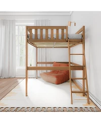 Max & Lily Full High Loft Bed with Ladder on End, Solid Wood Frame, Space Saving, 400 lbs Weight Capacity, Easy Assembly