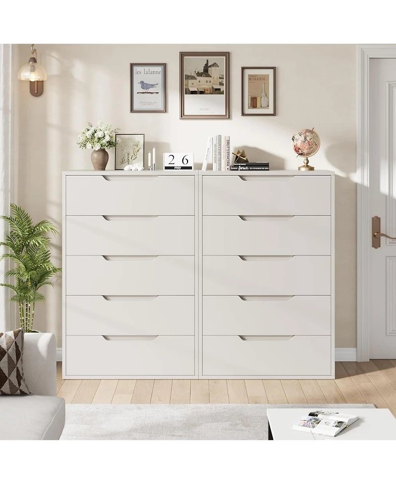 gaomon 5-Drawer Dresser for Bedroom, 50" Tall Freestanding Vertical Wooden Chest Storage
