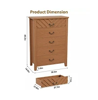 gaomon Farmhouse 5-Drawer Dresser for Bedroom, Freestanding Vertical Wooden Storage Chest
