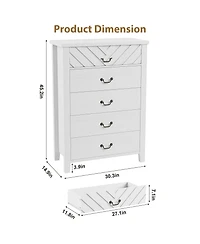 gaomon Farmhouse 5-Drawer Dresser for Bedroom, Freestanding Vertical Wooden Storage Chest