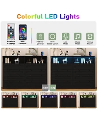 gaomon 8 Drawer Dresser with Rgb Led Lights, Power Outlet and 2 Open Shelves
