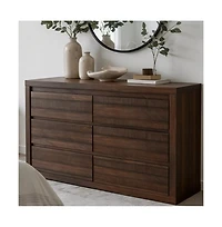 gaomon 6 Drawer Modern Wooden Dresser with Handleless Design, Wide Storage Chest for Bedroom Living Room Entryway