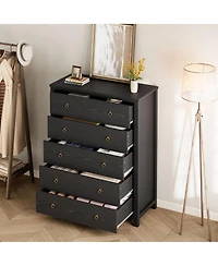 gaomon 5 Drawer Modern Dresser, 45" Tall Wooden Storage Cabinet and Tv Stand for Bedroom Nursery Entryway