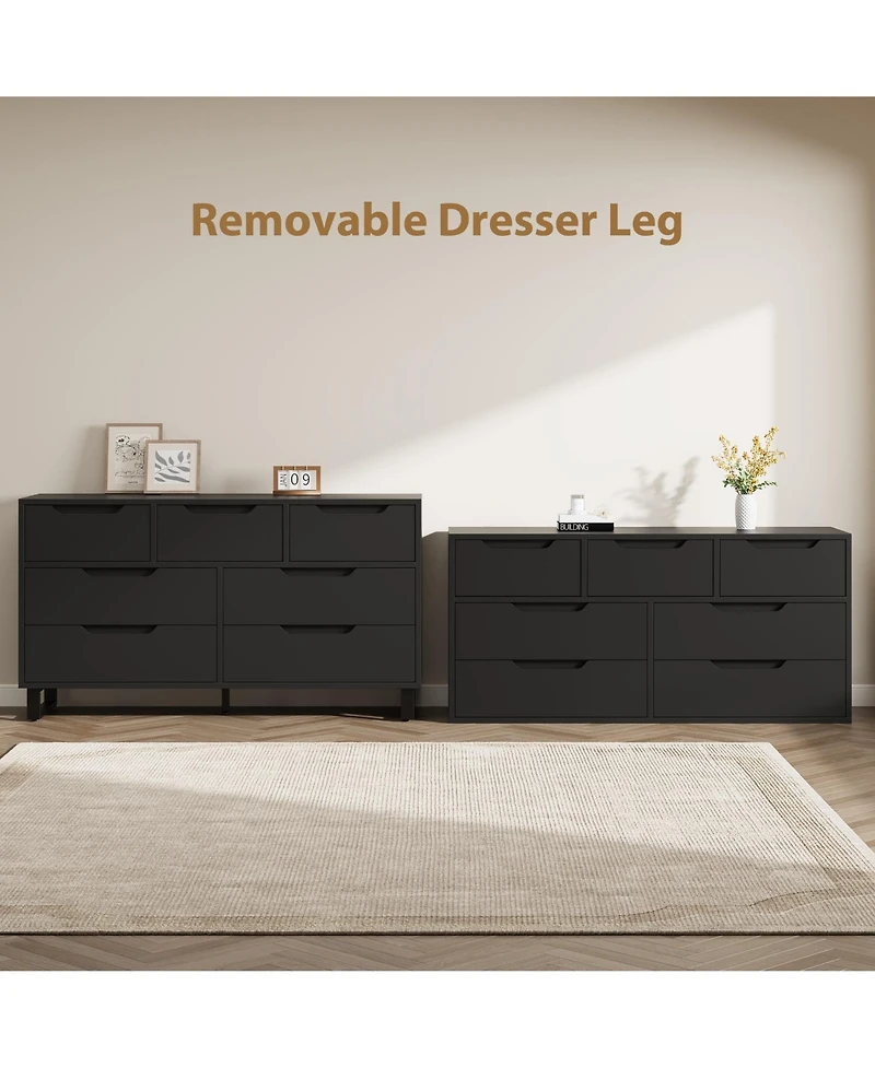 gaomon 7 Drawer Dresser for Bedroom, 55" Wide Freestanding Wooden Storage Chest Living Room